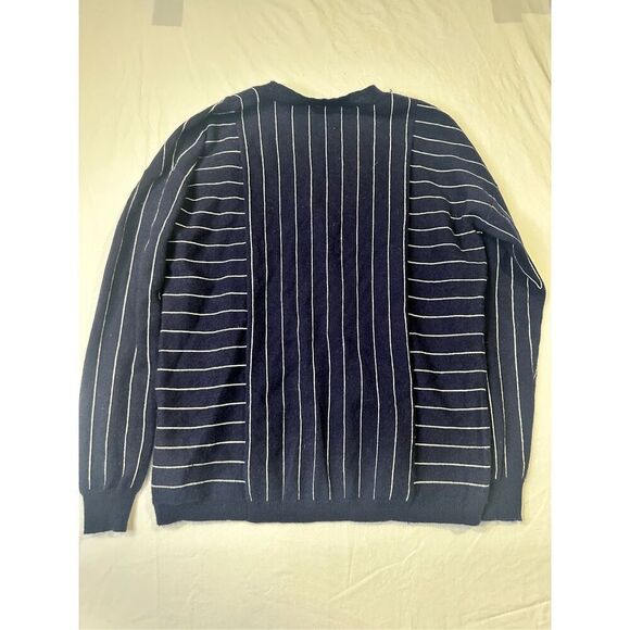 J. Crew navy and white striped crewneck cashmere sweater, size small - Picture 7 of 7